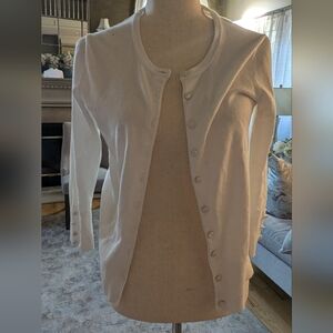 Lightweight White button sweater